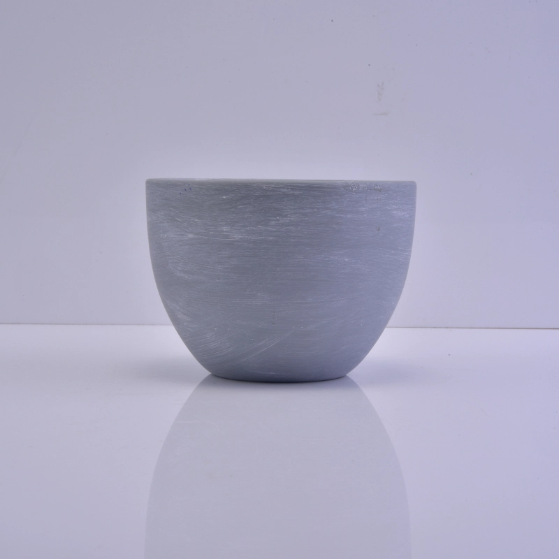 Grey round container ceramic candle holder