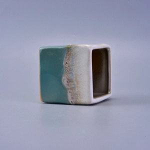 Square ceramic vase for candles