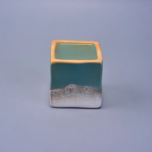 Square ceramic vase for candles