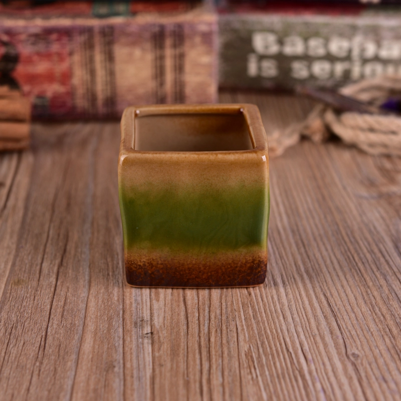 Rainbow Colorful Decorative Ceramic Candle Vessel Square Rainbow Colorful Decorative Ceramic Candle Vessel Square