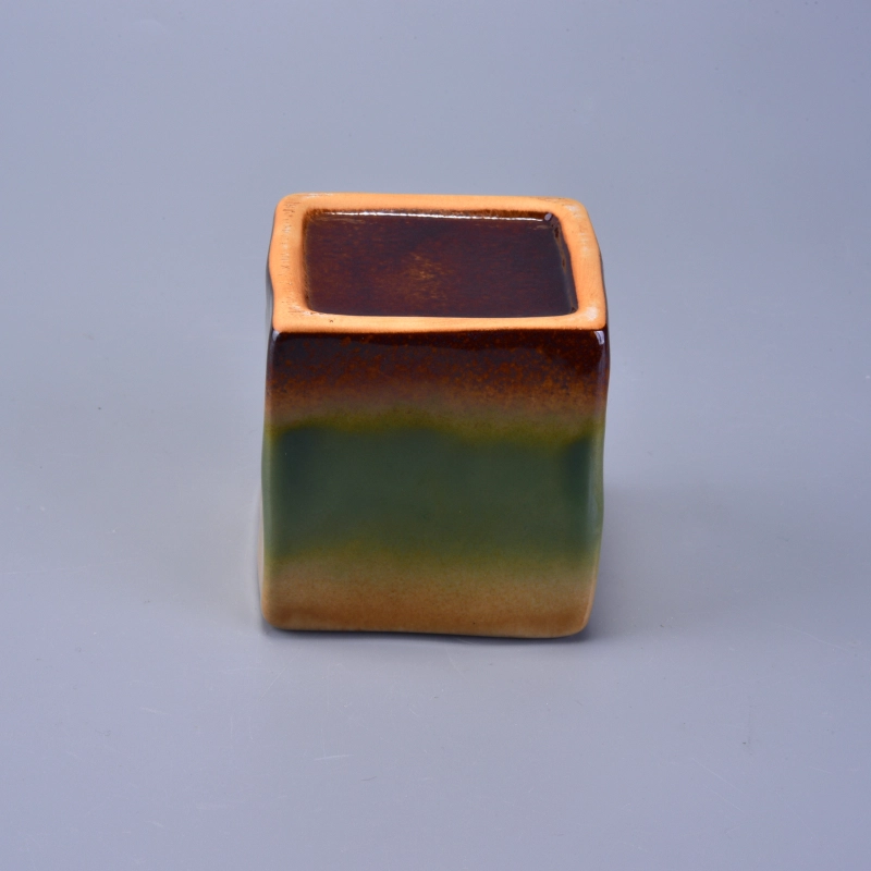 Rainbow Colorful Decorative Ceramic Candle Vessel Square Rainbow Colorful Decorative Ceramic Candle Vessel Square