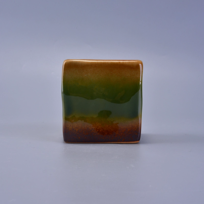 Rainbow Colorful Decorative Ceramic Candle Vessel Square Rainbow Colorful Decorative Ceramic Candle Vessel Square