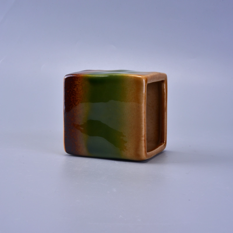 Rainbow Colorful Decorative Ceramic Candle Vessel Square Rainbow Colorful Decorative Ceramic Candle Vessel Square