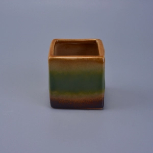 Rainbow Colorful Decorative Ceramic Candle Vessel Square