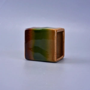 Rainbow Colorful Decorative Ceramic Candle Vessel Square