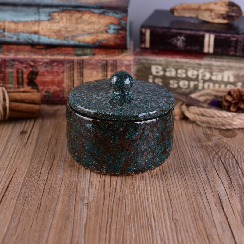 Vintage Transmutation Glazed Ceramic Candle Container With Lid for Wax Vintage Transmutation Glazed Ceramic Candle Container With Lid for Wax