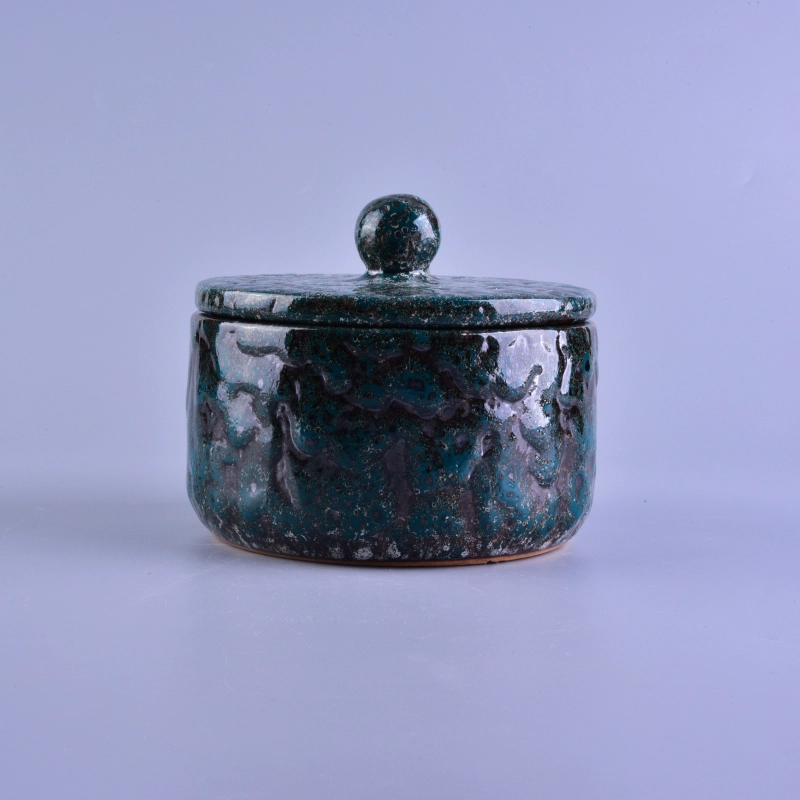 Vintage Transmutation Glazed Ceramic Candle Container With Lid for Wax Vintage Transmutation Glazed Ceramic Candle Container With Lid for Wax