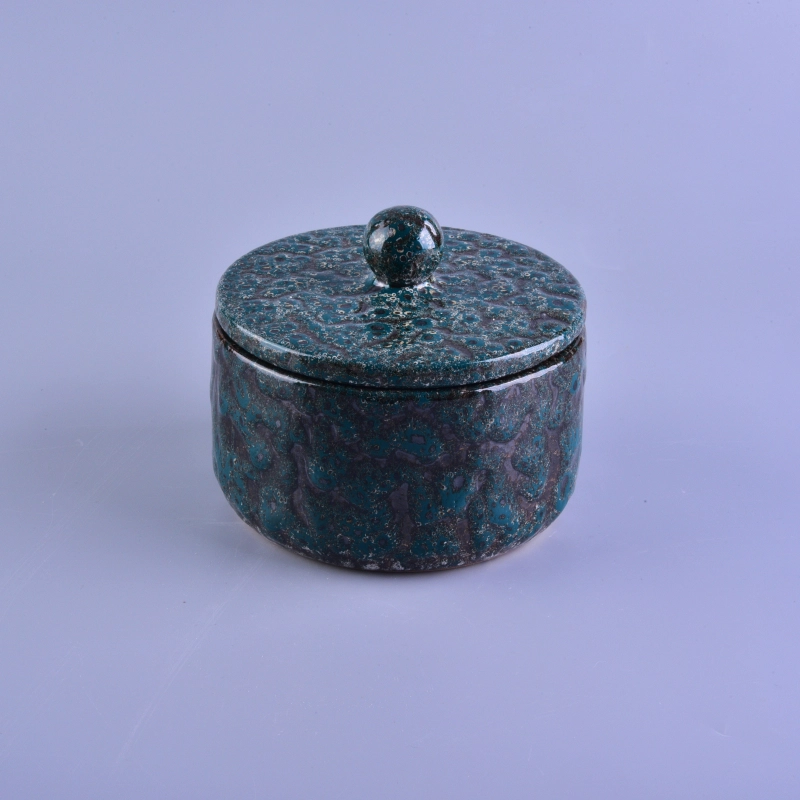 Vintage Transmutation Glazed Ceramic Candle Container With Lid for Wax Vintage Transmutation Glazed Ceramic Candle Container With Lid for Wax
