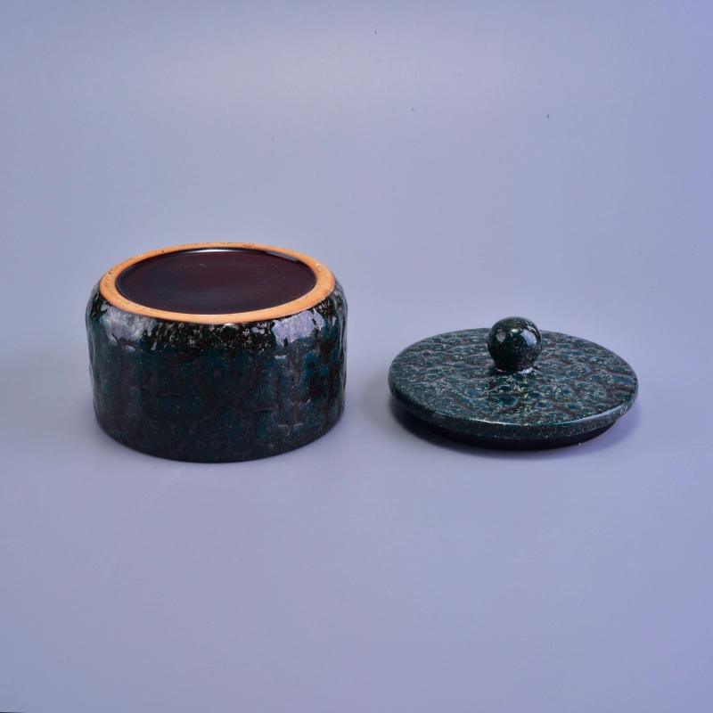 Vintage Transmutation Glazed Ceramic Candle Container With Lid for Wax Vintage Transmutation Glazed Ceramic Candle Container With Lid for Wax