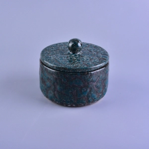 Vintage Transmutation Glazed Ceramic Candle Container With Lid for Wax