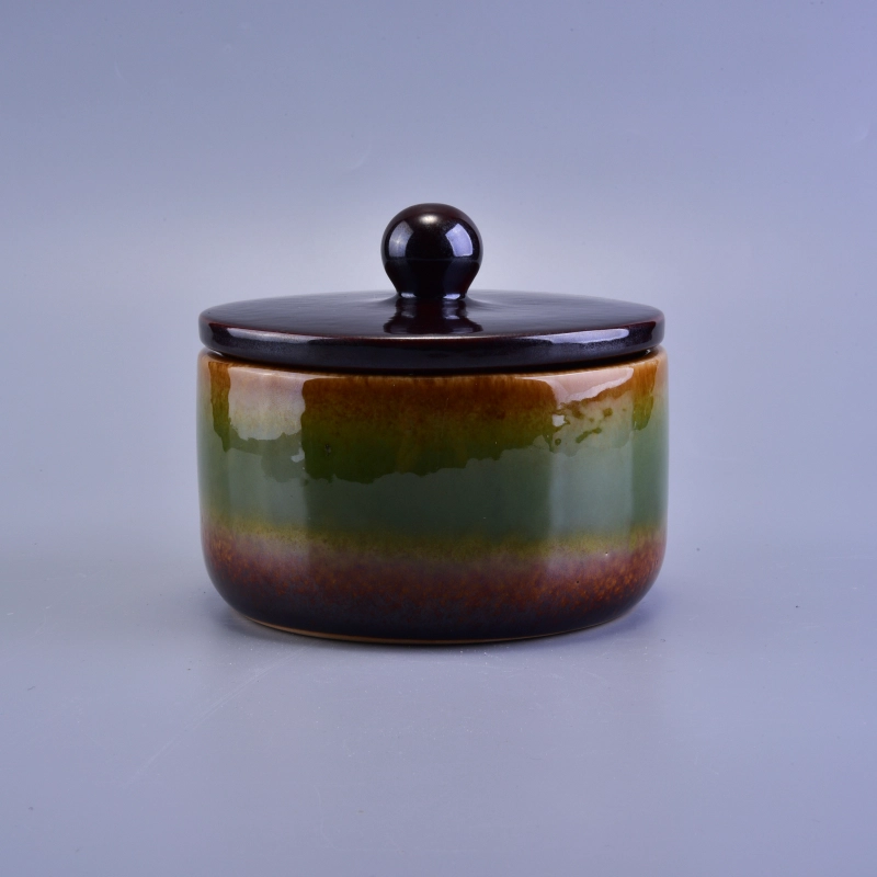 490ml Rainbow Smooth Wedding Decorative Ceramic Candle Holder with Lid