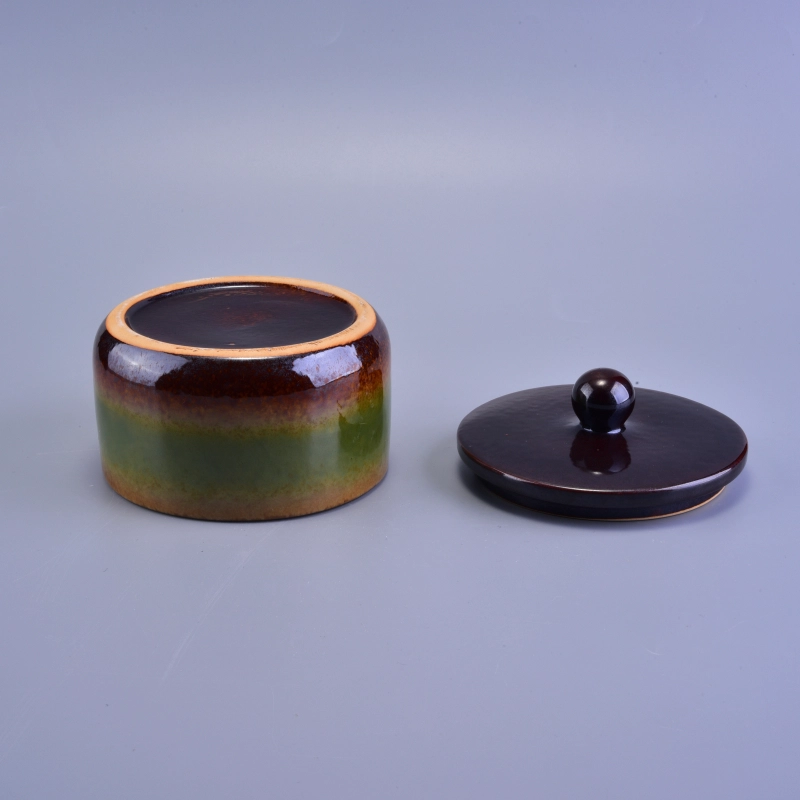 490ml Rainbow Smooth Wedding Decorative Ceramic Candle Holder with Lid