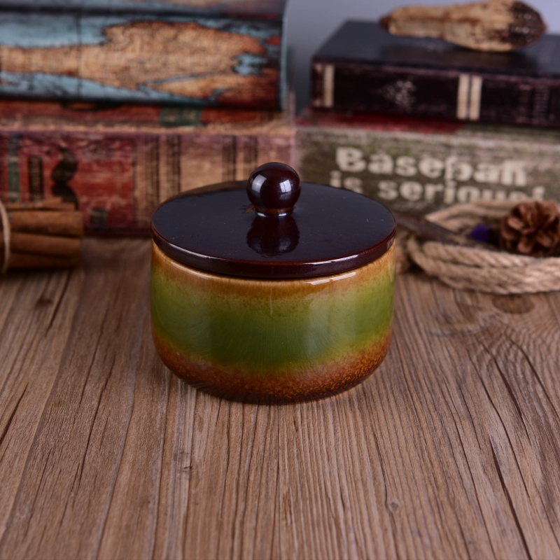 490ml Rainbow Smooth Wedding Decorative Ceramic Candle Holder with Lid