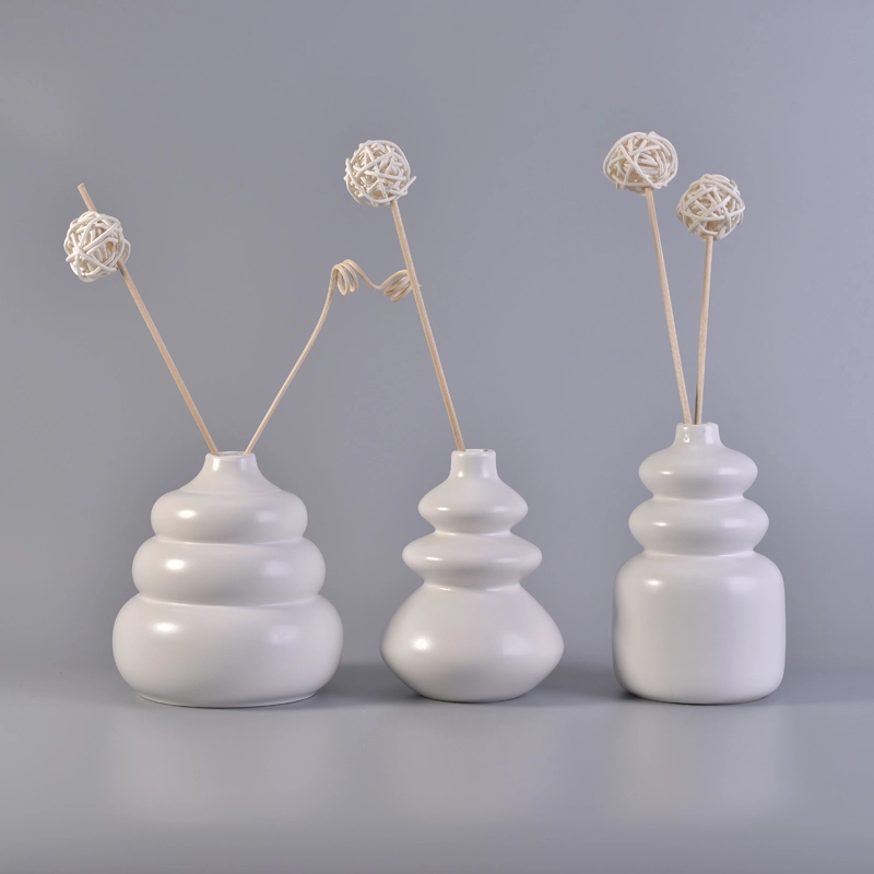 White unique handmade ceramic diffuse bottles wholeasle