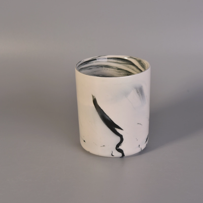 Round cylinder ceramic marble effect candle making jars Round cylinder ceramic marble effect candle making jars