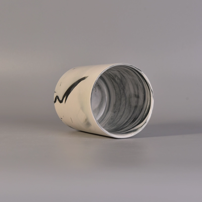 Round cylinder ceramic marble effect candle making jars Round cylinder ceramic marble effect candle making jars