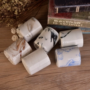 Round cylinder ceramic marble effect candle making jars