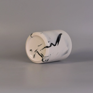 Round cylinder ceramic marble effect candle making jars
