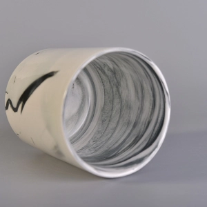 Round cylinder ceramic marble effect candle making jars
