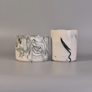 Round cylinder ceramic marble effect candle making jars