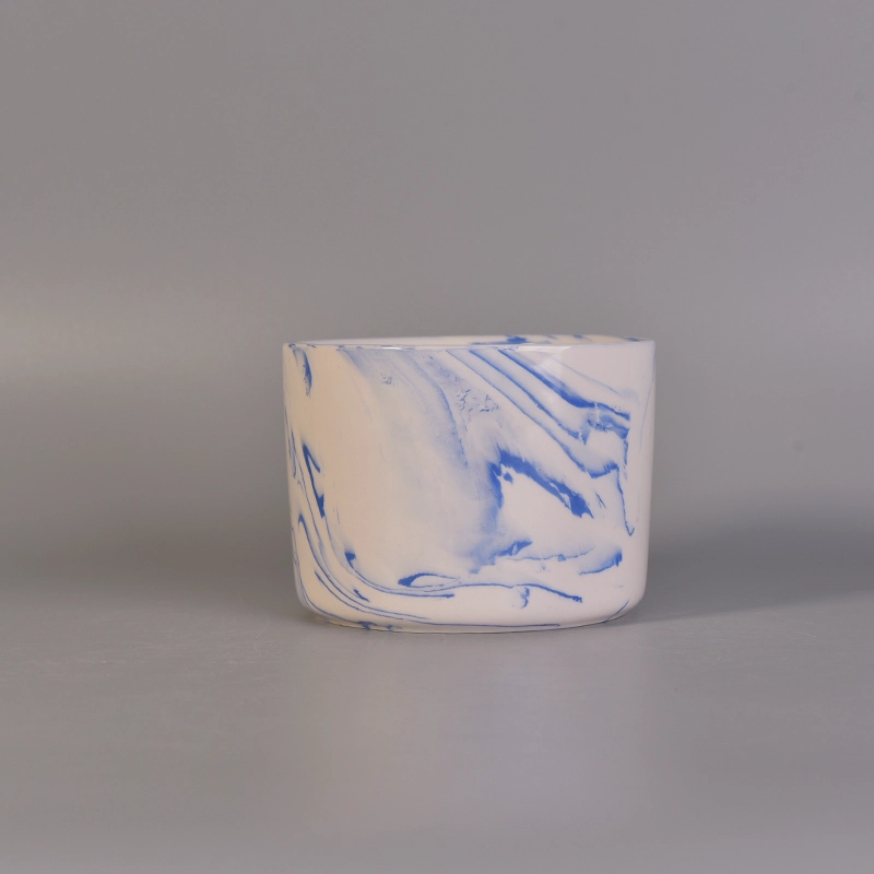Home decoration marble glazed ceramic candle jars