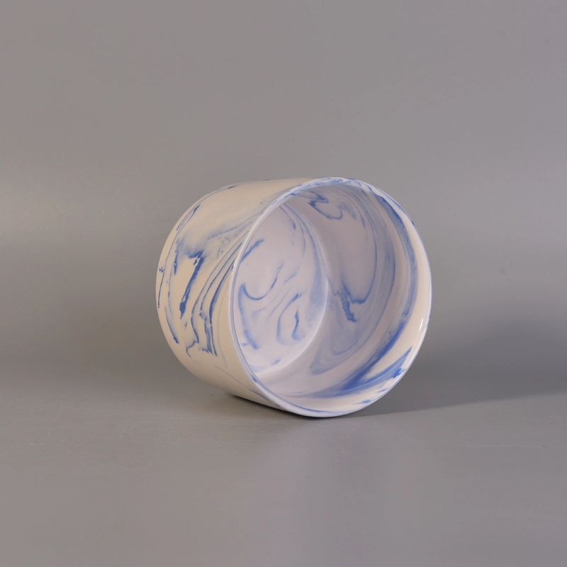 Home decoration marble glazed ceramic candle jars