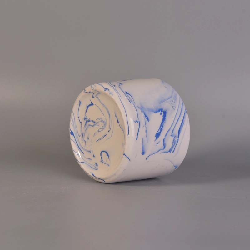 Home decoration marble glazed ceramic candle jars