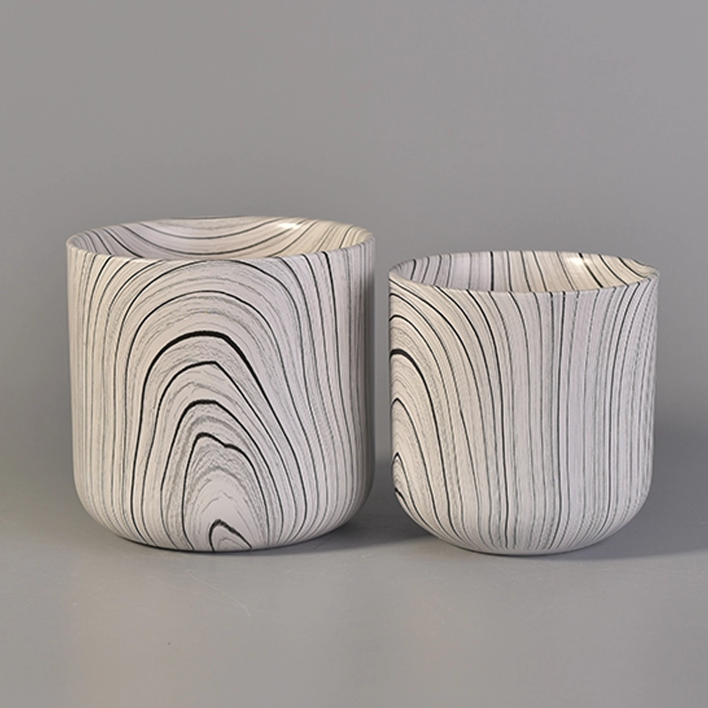 water transfer round cyliner ceramic cup candle holder