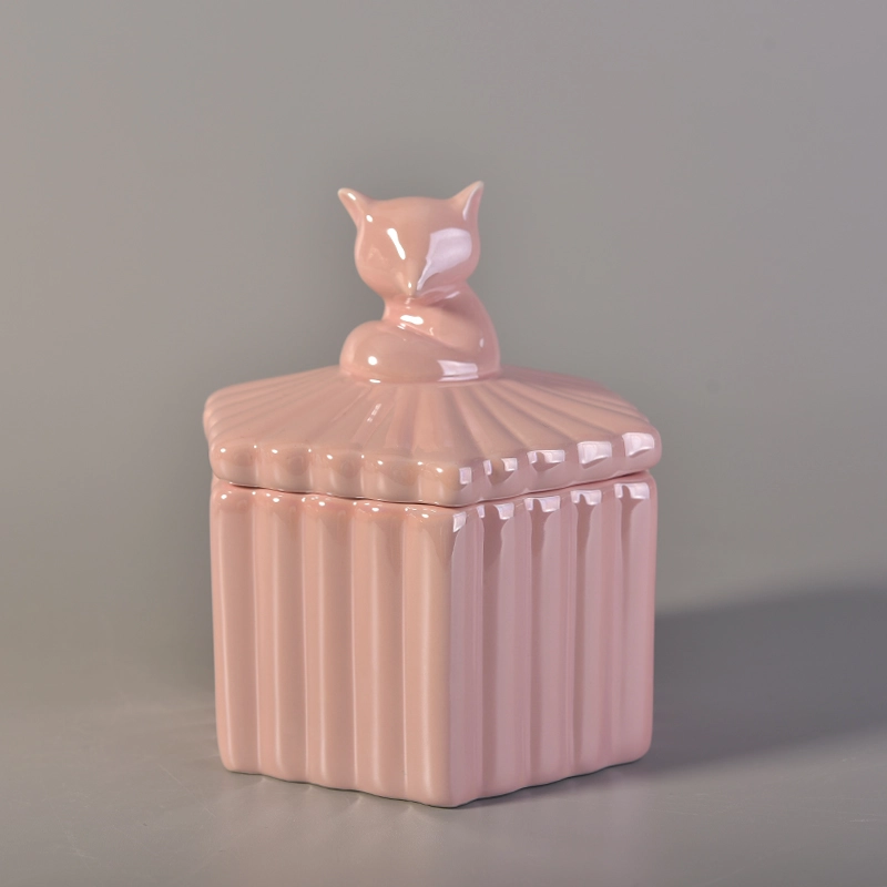 Custom beautiful decorative ceramic candle jar with lids