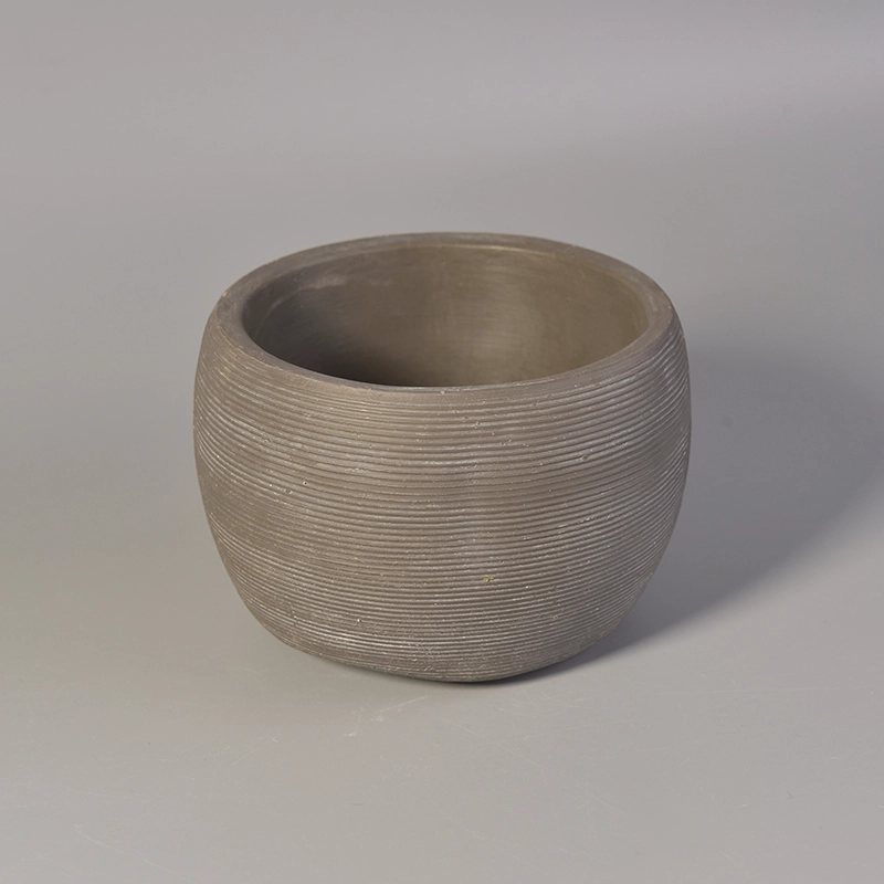 Grey concrete candle jar planting container homely use