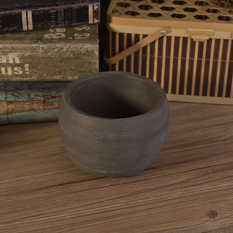 Grey concrete candle jar planting container homely use