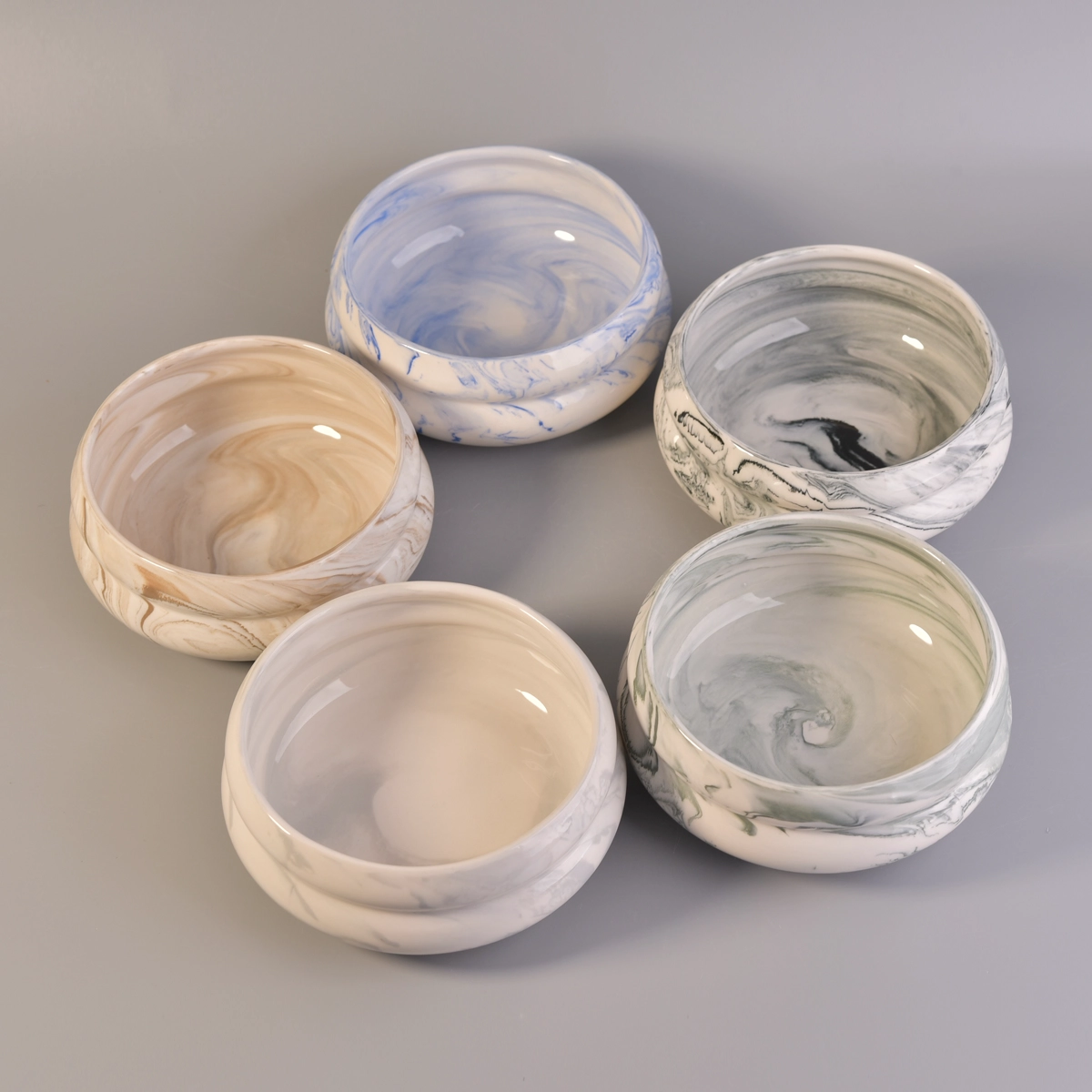 Special marble effect concrete gourd candle jar for decoration