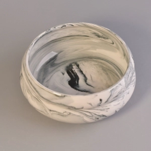 Special marble effect ceramic round candle jars for decoration