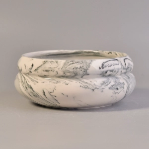 Special marble effect ceramic round candle jars for decoration