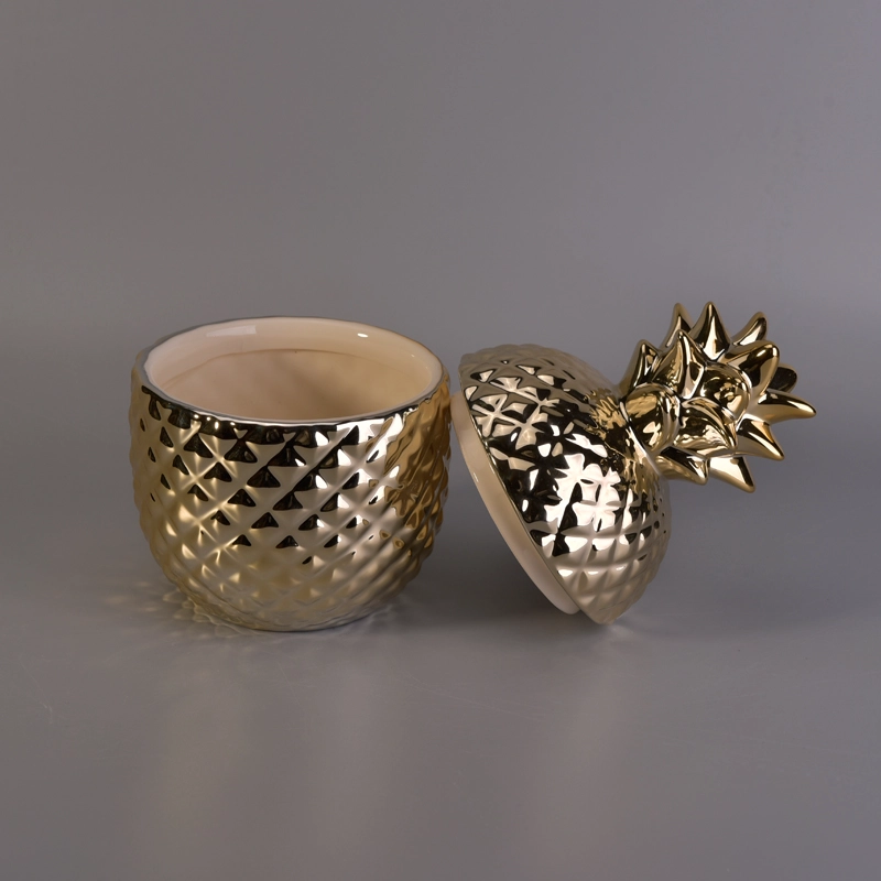 13oz wax filling gold ceramic pineapple candles holder