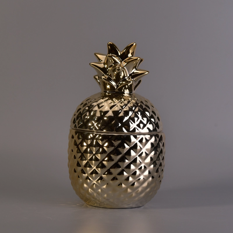13oz wax filling gold ceramic pineapple candles holder