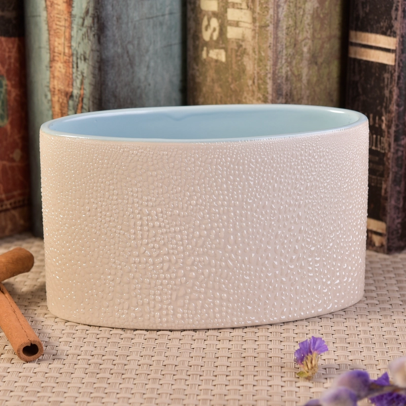 Pearl dot glazed ellipse ceramic soy wax candle holders Pearl dot glazed ellipse ceramic soy wax candle holders