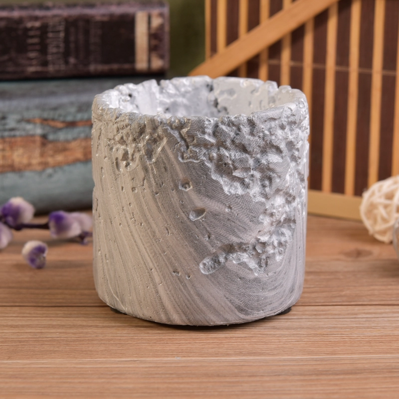 315ml Machine Made Color Sprayed Electroplated Glass Candle Holder for Wedding Decor Cylinder design marble effect concrete candle jar for home decor
