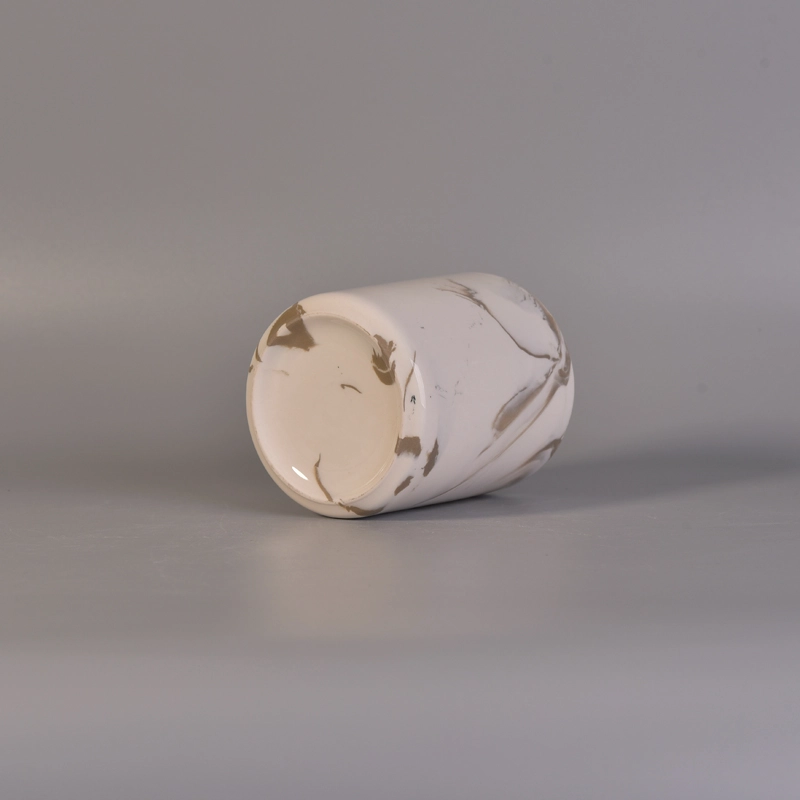 Long cylinder white marble ceramic candle jars hot selling Long cylinder white marble ceramic candle jars hot selling