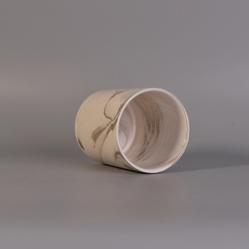 Long cylinder white marble ceramic candle jars hot selling Long cylinder white marble ceramic candle jars hot selling