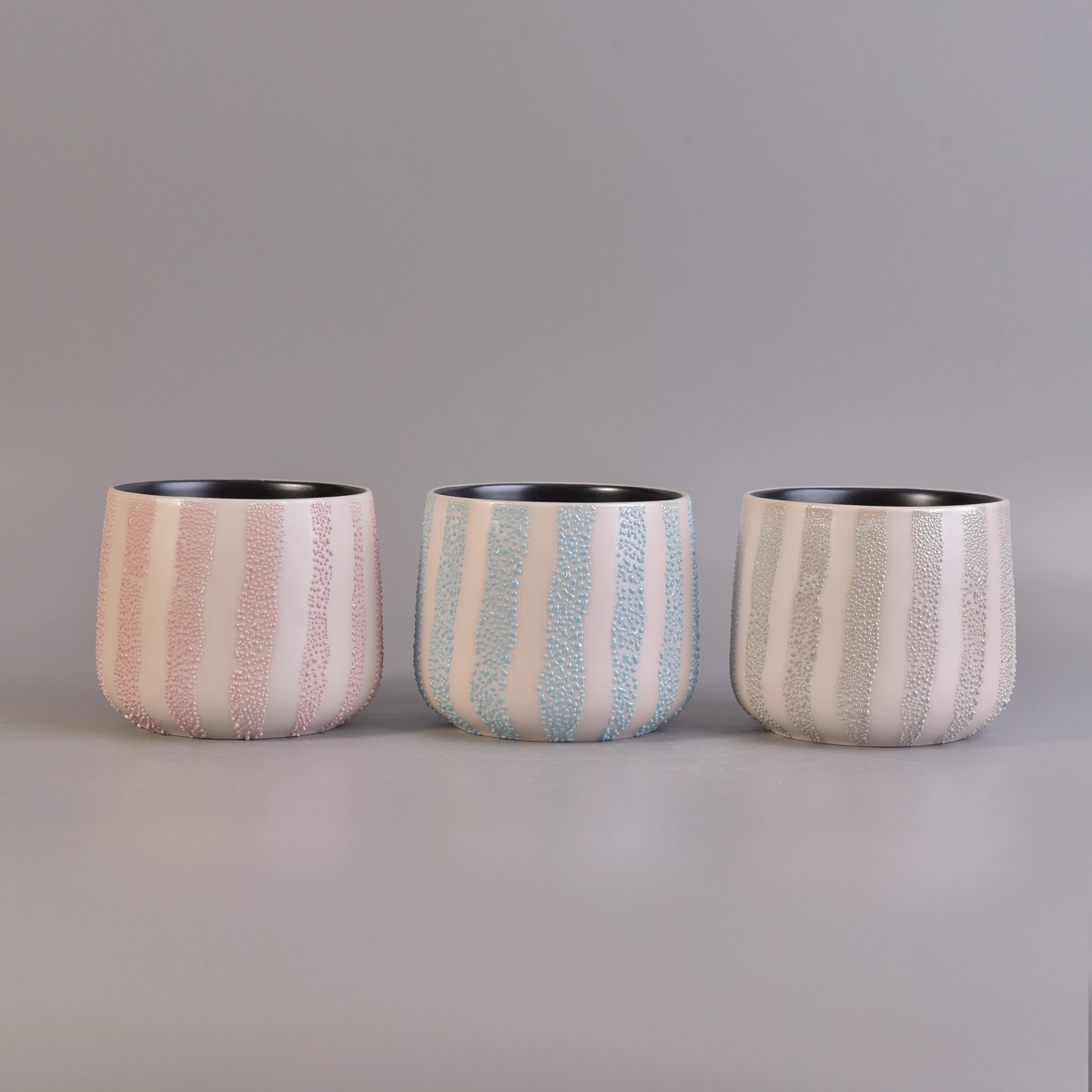 Matte black inside ceramic glazed colorful candle jars Matte black inside ceramic glazed colorful candle jars