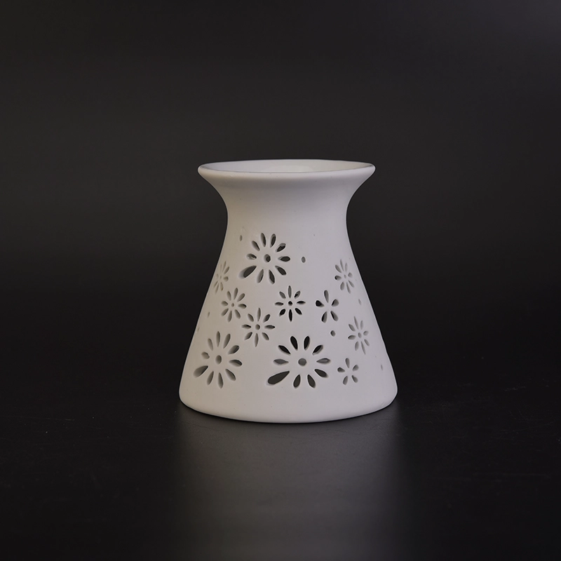 Unique hellow out handmade white ceramic aroma burner for air fresh