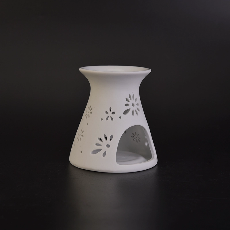 Unique hellow out handmade white ceramic aroma burner for air fresh