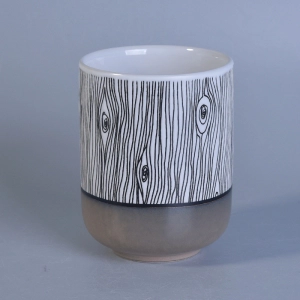 Metal color bottom wood grain glazing ceramic candle jar
