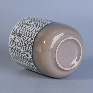 Metal color bottom wood grain glazing ceramic candle jar