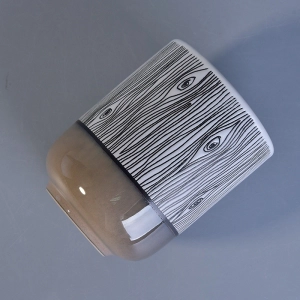 Metal color bottom wood grain glazing ceramic candle jar