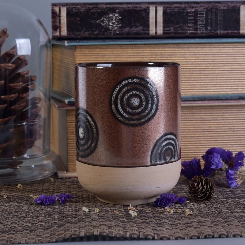 505ml Hand Painting Metal Glazed Ceramic Candle Jars