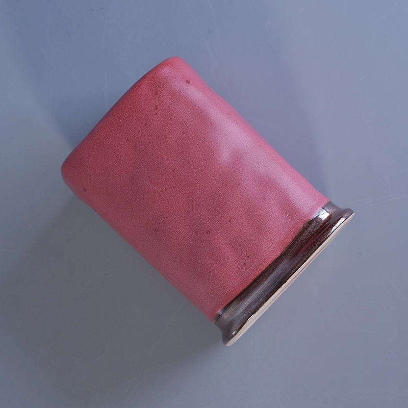 Square Cylinder Pink Glazed Ceramic Candle Holders For Decoration Square Cylinder Pink Glazed Ceramic Candle Holders For Decoration