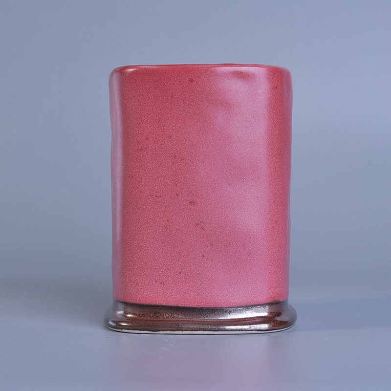 Square Cylinder Pink Glazed Ceramic Candle Holders For Decoration Square Cylinder Pink Glazed Ceramic Candle Holders For Decoration