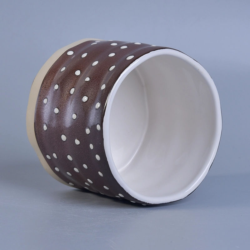 hand paint brown ceramic candle jar hand paint brown ceramic candle jar
